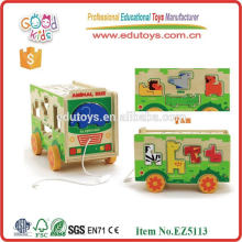 Vente chaude de zoo bus toy OEM bois jouets drôles véhicules bus avec haute qualité EZ5113